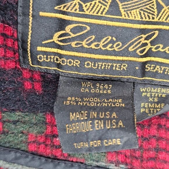 Vintage 80s Eddie Bauer Jacket Coat Womens Size XS Red Wool Aztec Southwestern - Picture 6 of 6